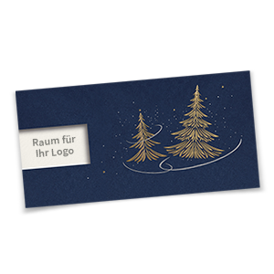 Blaue Weihnachtskarten mit goldenem und silbernen Foliendruck.