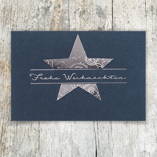 Firmen-Weihnachtskarten, blau mit Stern