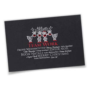 Graue Team-Weihnachtskarten für Firmen.